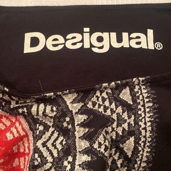 Desigual Floral Geometric Artsy Knit Green Print Long Sleeve Graphic Top Medium - Picture 6 of 9